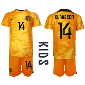 Holandia Davy Klaassen #14 Koszulka Podstawowych Dziecięca MŚ 2022 Krótki Rękaw (+ Krótkie spodenki)